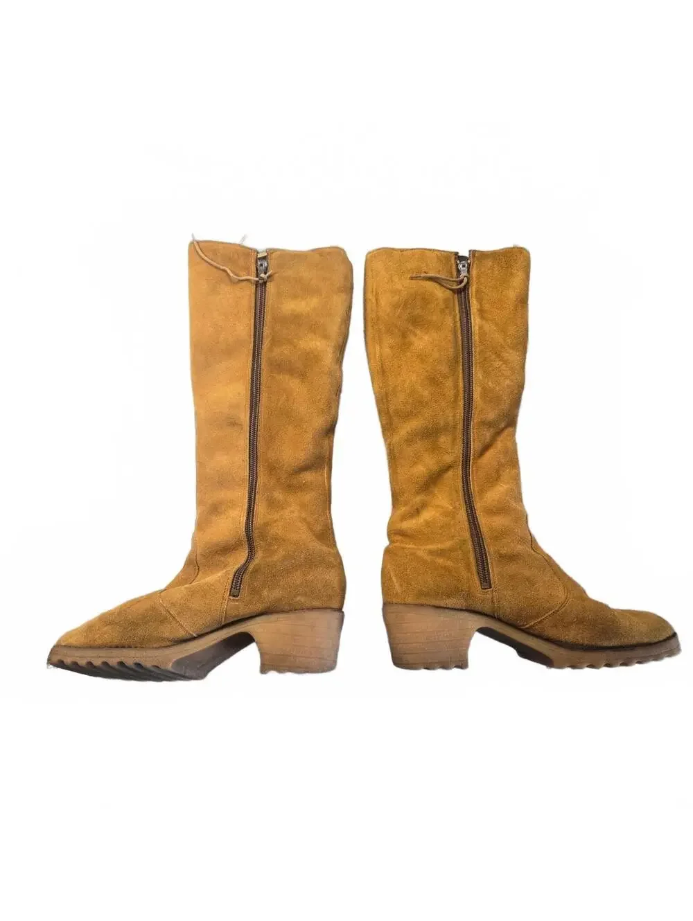 Vintage 1970s Suede Shearling Boots, Boho Mod Winter Boots, side zip